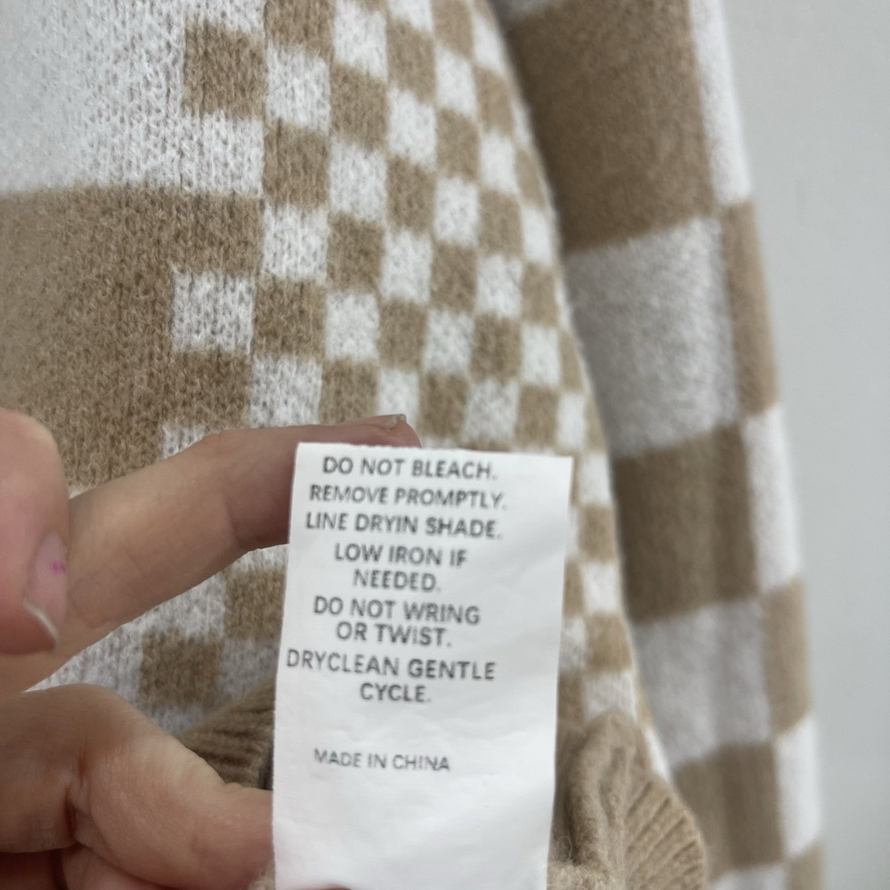 Women's Checkered Drop Shoulder Sweater XL Slouchy Oversized Cozy Feminine Soft - Picture 6 of 10